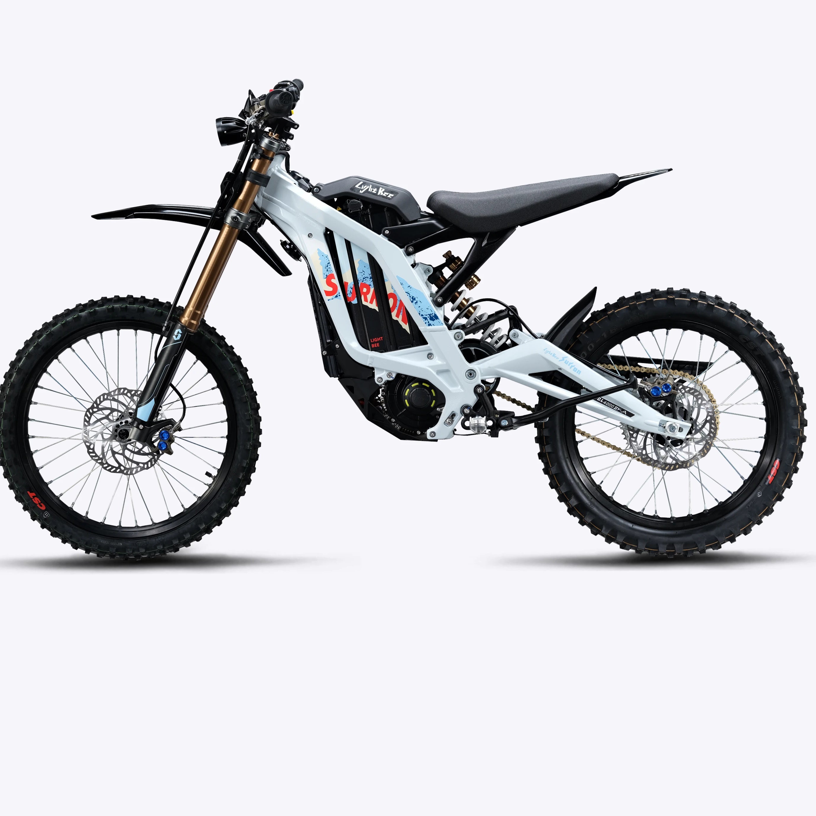 2026 Surron Light Bee X white electric dirt bike – 10kW, 50 mph top speed, off-road