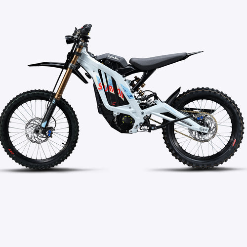 2026 Surron Light Bee X white electric dirt bike – 10kW, 50 mph top speed, off-road